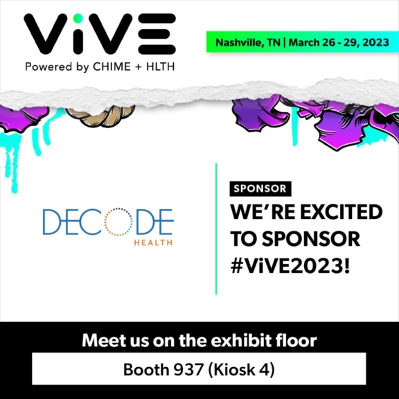 Decode Health's Vive 2023 sponsorship flyer