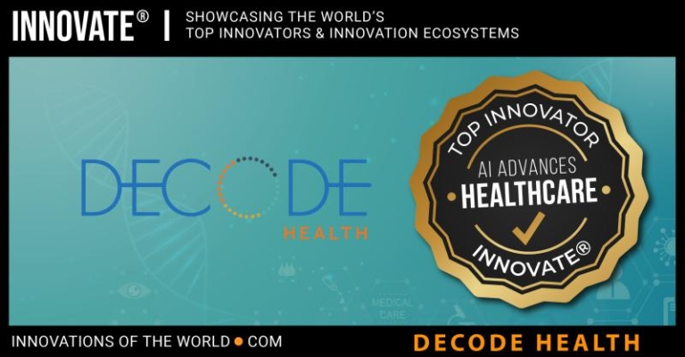 Decode Health Innovate - top innovator - AI Advances Healthcare graphic
